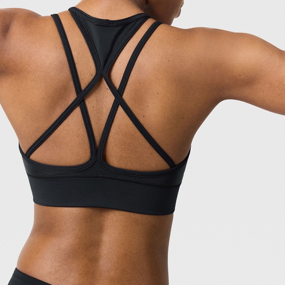 adidas Stella McCartney Small Training Micro Dot Shine Crop Top Black JM6089 - Picture 5 of 11